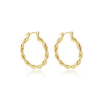 Brinco Argola Fio Torcido 3x25mm Banhado a Ouro - Semijoia Brinco Argola Fio Torcido 3x25mm Banhado a Ouro - Semijoia