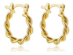 Brinco Argola Fio Torcido Média Fernanda com Fecho Italiano banhado em ouro 18k Brinco Argola Fio Torcido Média Fernanda com Fecho Italiano banhado em ouro 18k