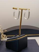 Brinco Argola Forma Geométrica Detalhe em Microzircônias Banhado a Prata