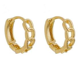 Brinco Argola Francine Elos Corrente Pequena Banhado em ouro 18k Brinco Argola Francine Elos Corrente Pequena Banhado em ouro 18k