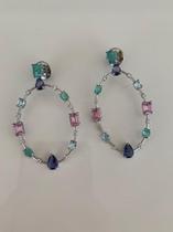 Brinco Argola Frontal Oval Colorida