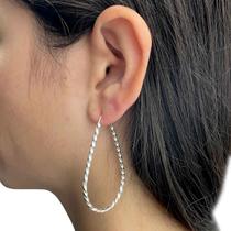 Brinco Argola Gota Aro Torcida de Prata 925 Legítima Maciça Original Feminina