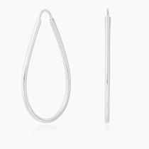 Brinco Argola Gota Em Prata 925 Com Fio Redondo Delicado Brinco Argola Gota Em Prata 925 Com Fio Redondo Delicado