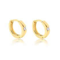 Brinco Argola Grande Com Ponto De Luz Folheado A Ouro Brinco Argola Grande Com Ponto De Luz Folheado A Ouro