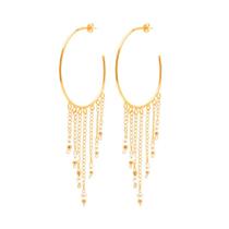 Brinco Argola Grande Corrente E Perolas Folheado A Ouro 18K Brinco Argola Grande Corrente E Perolas Folheado A Ouro 18K