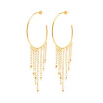 Brinco Argola Grande Corrente E Perolas Folheado A Ouro 18K Brinco Argola Grande Corrente E Perolas Folheado A Ouro 18K