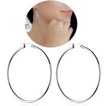 Brinco Argola Grande Feminina Aço inox 316 cor prata Estilo