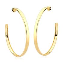 Brinco Argola Grande Meia Cana 5,5cm Folheado a Ouro 18k
