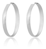 Brinco Argola Grossa Em Prata 925 Feminina Fio Grosso 35mm