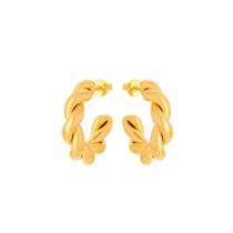 Brinco argola grossa trançada grande - Banhado em ouro 18k