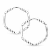 Brinco Argola Hexagonal 1,5 cm Em Prata 925 Fio Redondo Brinco Argola Hexagonal 1,5 cm Em Prata 925 Fio Redondo