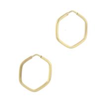 Brinco Argola Hexagonal Fio Quadrado 1.3 Ouro 18k 750