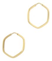 Brinco Argola Hexagonal Fio Quadrado 1.3 Ouro 18k 750 Brinco Argola Hexagonal Fio Quadrado 1.3 Ouro 18k 750