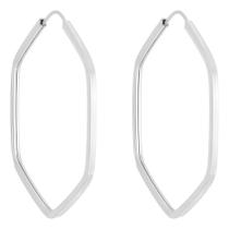 Brinco Argola Hexagonal Fio Quadrado Em Prata 925 Legítima