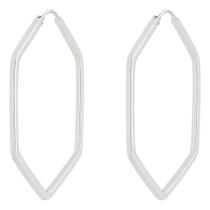 Brinco Argola Hexagonal Prata 925 Fio Quadrado 3,5 Cm