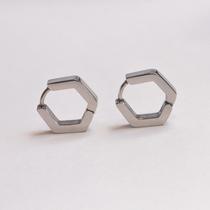 Brinco Argola Hexagono Click Aço Inox Brinco Argola Hexagono Click Aço Inox