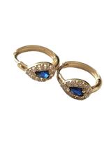 Brinco argola infantil ouro 18k amarelo com zircônio azul e branco. ROSANGELA LIMA JOIAS