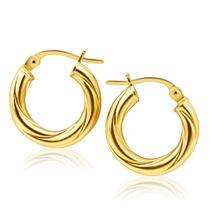 Brinco Argola Italiano Torcido 12,5 milímetros Unissex Ouro 18K k140 25885 Brinco Argola Italiano Torcido 12,5 milímetros Unissex Ouro 18K k140 25885