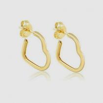Brinco Argola Larga Coração Básica Banhado Ouro 18K