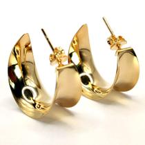 Brinco Argola Larga Grande Banhada em 18K Brinco Argola Larga Grande Banhada em 18K