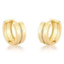 Brinco Argola Larga Média com detalhe Banhada a Ouro 18k Brinco Argola Larga Média com detalhe Banhada a Ouro 18k