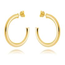 Brinco argola lisa chapada banhado a ouro 18K