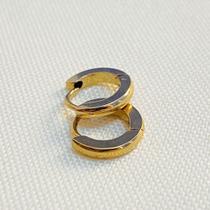 Brinco Argola Lisa Fina Dourada Aço Inox