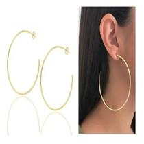 Brinco Argola Lisa Grande Fina Banhado a Ouro Feminino