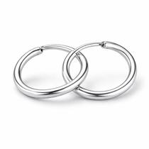 Brinco Argola Lisa Prata Italiana 925 10mm Unissex Par