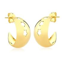 Brinco Argola Lisa Vada com Estrelas Dourada Lizzy Fatin