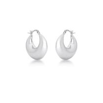 Brinco Argola Liso Acetinado Banhado a Ródio Brinco Argola Liso Acetinado Banhado a Ródio