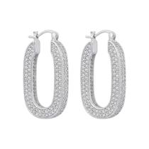 Brinco Argola Luxury Micro Zircônia Cristal Banhado a Prata