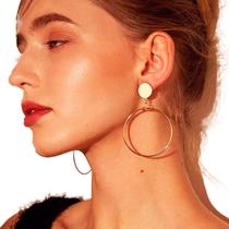 Brinco Argola Max Prateado Dourado Femininos Circulo Pressão