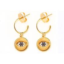 Brinco Argola medalha olho grego