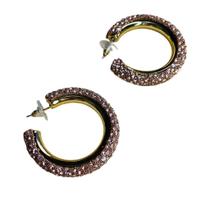 Brinco Argola Média com Pedras Brilhantes Bijuteria