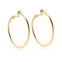 Brinco Argola Média De Pressão Folheada A Ouro Brinco Argola Média De Pressão Folheada A Ouro