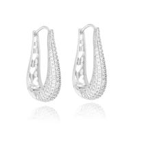 Brinco Argola Média Gota Cravejada Zircônias Folheado Prata 1000