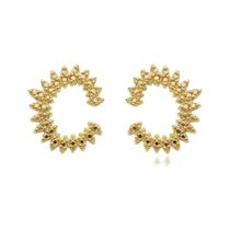 Brinco Argola Meia Lua Bolinhas Banhado a Ouro 18k Brinco Argola Meia Lua Bolinhas Banhado a Ouro 18k