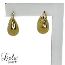 Brinco argola meia lua sem tarraxa folheado em ouro 18k