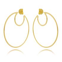Brinco argola meia lua vazada banhada a ouro 18K Brinco argola meia lua vazada banhada a ouro 18K