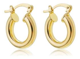 Brinco Argola Melina Tubo Fecho Italiano Pequena banhado em ouro 18k