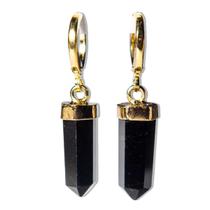 Brinco Argola Micro Pontinha Obsidiana Negra Dourada Brinco Argola Micro Pontinha Obsidiana Negra Dourada
