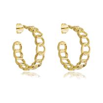 Brinco Argola Modelo Corrente Banhado a Ouro 18k Brinco Argola Modelo Corrente Banhado a Ouro 18k