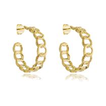 Brinco Argola Modelo Corrente Banhado a Ouro 18k Brinco Argola Modelo Corrente Banhado a Ouro 18k