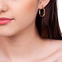 Brinco argola octagonal banhado a ouro 18k Cód. 52090300 Linha Permanente Rommanel