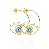 Brinco argola olho grego azul