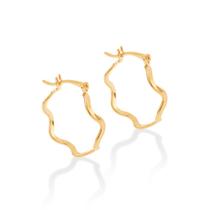 Brinco argola ondulado folheado a ouro 522568 Rommanel Brinco argola ondulado folheado a ouro 522568 Rommanel