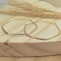 Brinco Argola Ouro 18 K Sextavado Oval