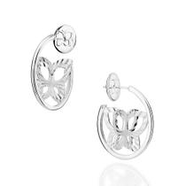 Brinco argola oval com borboleta de prata 820244 Rommanel