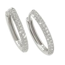 Brinco Argola Oval em Prata de Lei com Zircônias